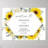 Chic Sunflower Floral Wedding Welkomstteken Poster (Voorkant)