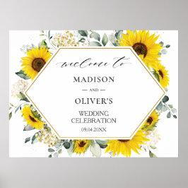 Chic Sunflower Floral Wedding Welkomstteken Poster