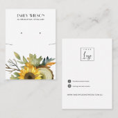 CHIC SUNFLOWER HERFST WOOD KETTING EARRING DISPLAY VISITEKAARTJE (Voorkant / Achterkant)