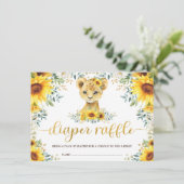 Chic Sunflower Lion Cub Baby shower Diaper Raffle Informatiekaartje (Staand voorkant)