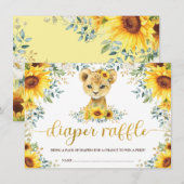 Chic Sunflower Lion Cub Baby shower Diaper Raffle Informatiekaartje (Voorkant / Achterkant)