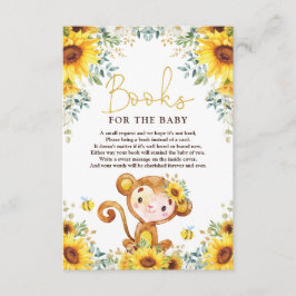 Chic Sunflower Monkey Baby shower Books for Baby Informatiekaartje