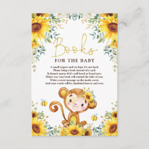 Chic Sunflower Monkey Baby shower Books for Baby Informatiekaartje