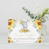 Chic Sunflower Oerwoud Elephant Baby Diaper Raffle Informatiekaartje (Staand voorkant)