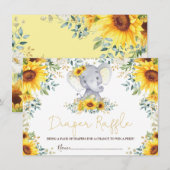 Chic Sunflower Oerwoud Elephant Baby Diaper Raffle Informatiekaartje (Voorkant / Achterkant)