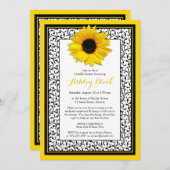 Chic Sunflower Recipe Bridal Shower Invitation Kaart (Voorkant / Achterkant)