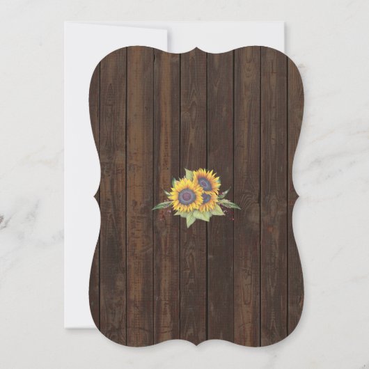 Chic Sunflower String Lights Old Wood Weddenschap Kaart (Achterkant)