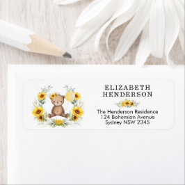 Chic Sunflower Teddy Bear Yellow BONAL Address Etiket