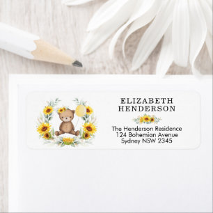 Chic Sunflower Teddy Bear Yellow BONAL Address Etiket