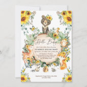 Chic Sunflower Woodland Forest Animals Baby shower Kaart (Voorkant)