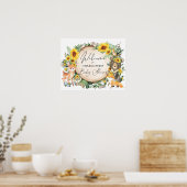 Chic Sunflower Woodland Forest Baby shower Welcome Poster (Keuken)