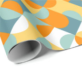 Chic Sunny Oranje Blauwgroen Blauwe Circles Kunstp Cadeaupapier (Rol Hoek)