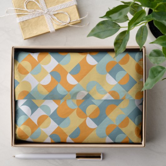 Chic Sunny Oranje Blauwgroen Blauwe Circles Kunstp Tissuepapier (Geschenk)