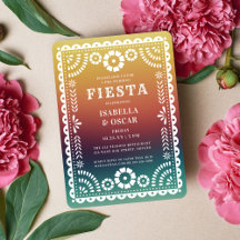 Chic Sunset Gradient Papel Picado Wedding Fiesta