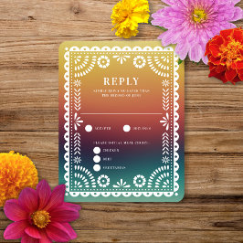 Chic Sunset Gradient Papel Picado Weduwingreactie RSVP Kaartje