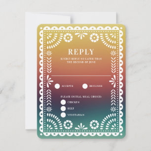 Chic Sunset Gradient Papel Picado Weduwingreactie RSVP Kaartje