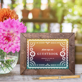 Chic Sunset Papel Picado Trouwgastenboek Bord Poster