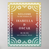 Chic Sunset Papel Picado Weddenschap Welkomstteken Poster (Voorkant)