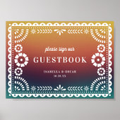 Chic Sunset Papel Picado Wedding Guestbook Poster (Voorkant)