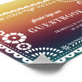 Chic Sunset Papel Picado Wedding Guestbook Poster (Hoek)