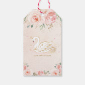 Chic Swan Blush Pink Floral Baby shower Birthday Cadeaulabel (Achterkant)