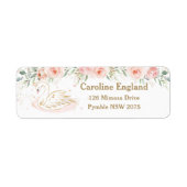 Chic Swan Blush Pink Floral Return Address Label (Voorkant)