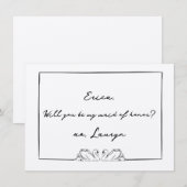 Chic Swan Esthetische Maid of Honor Voorstel Kaart (Voorkant / Achterkant)