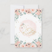 Chic Swan Princess Blush Pink Floral Baby shower Bedankkaart (Achterkant)