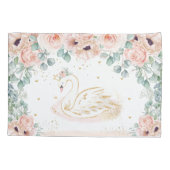 Chic Swan Princess Blush Pink Floral Girl Bedroom Kussensloop (Achterkant)