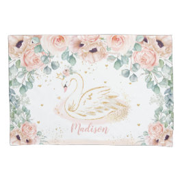 Chic Swan Princess Blush Pink Floral Girl Bedroom Kussensloop