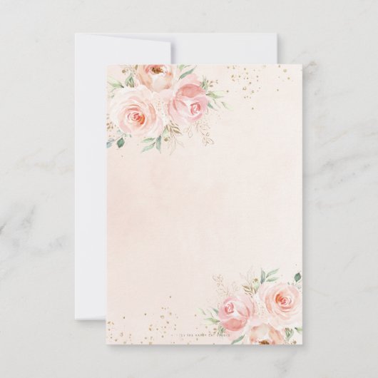 Chic Swan Princess Blush Roze Bloemen Baby shower Bedankkaart (Achterkant)