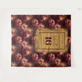 Chic Sweet 16 Blush Bourgogne Gold Party Banner Wandkleed (Voorkant (horizontaal))