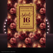 Chic Sweet 16 Blush Bourgogne Gold Party Banner Wandkleed