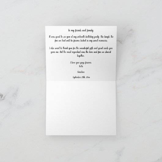 Chic Sweet 16 Green Glitter Dank je wel Bedankkaart (Binnen)