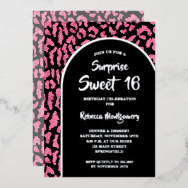 Chic Sweet 16 Luipaard Print Verjaardag Goud Folie Uitnodiging