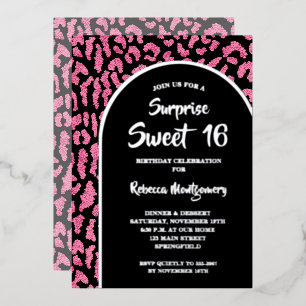 Chic Sweet 16 Luipaardprint Verjaardag Goud Folie Uitnodiging