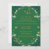 Chic Sweet 16 Masquerade Emerald Green Floral Gold Kaart (Achterkant)