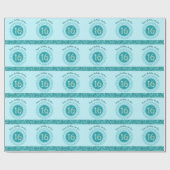 Chic Sweet 16 Verjaardag, Blauwgroen Blue Glitter  Cadeaupapier (Vlak)