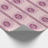 Chic Sweet 16 Verjaardag Roos Gold Glitter & Strip Cadeaupapier (Hoek)