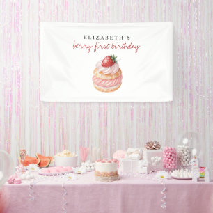 Chic Sweet Berry Eerste Verjaardag Spandoek