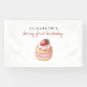 Chic Sweet Berry Eerste Verjaardag Spandoek (Horizontaal)