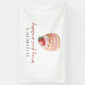 Chic Sweet Berry Eerste Verjaardag Spandoek (Verticaal)