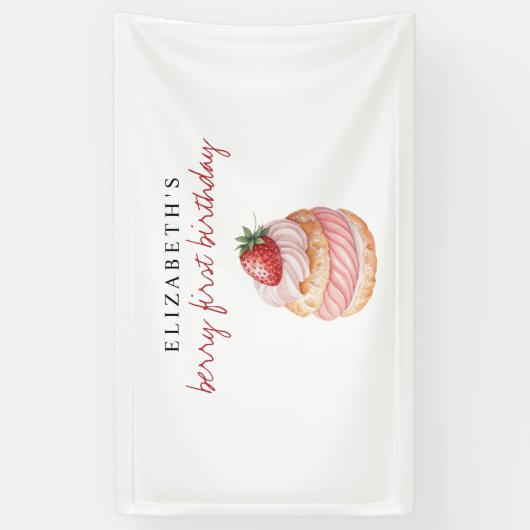 Chic Sweet Berry First Birthday Spandoek (Verticaal)
