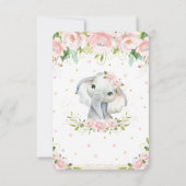 Chic Sweet Elephant Blush Pink Floral 1st Birthday Bedankkaart (Achterkant)