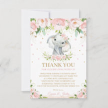 Chic Sweet Elephant Pink Floral Baby shower