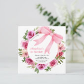 Chic Sweet Pink Bow Roos Bloemen Verjaardag Kaart (Staand voorkant)
