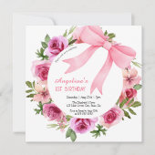 Chic Sweet Pink Bow Roos Bloemen Verjaardag Kaart (Voorkant)