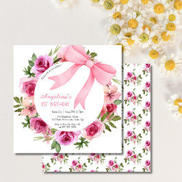 Chic Sweet Pink Bow Roos Bloemen Verjaardag Kaart