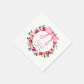 Chic Sweet Pink Bow Roos Bloemen Verjaardag Servet (Hoek)