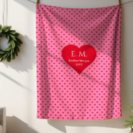 Chic Sweet Pink Hearts Valentine Gift for Couples Sherpa Deken